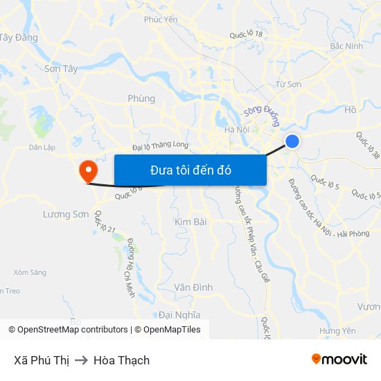 Xã Phú Thị to Hòa Thạch map