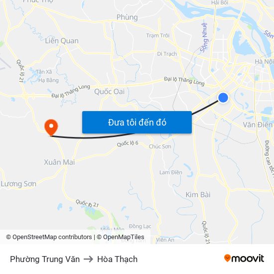 Phường Trung Văn to Hòa Thạch map