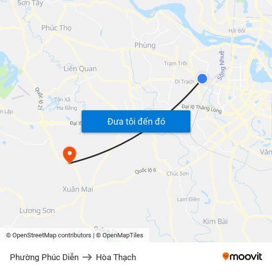 Phường Phúc Diễn to Hòa Thạch map