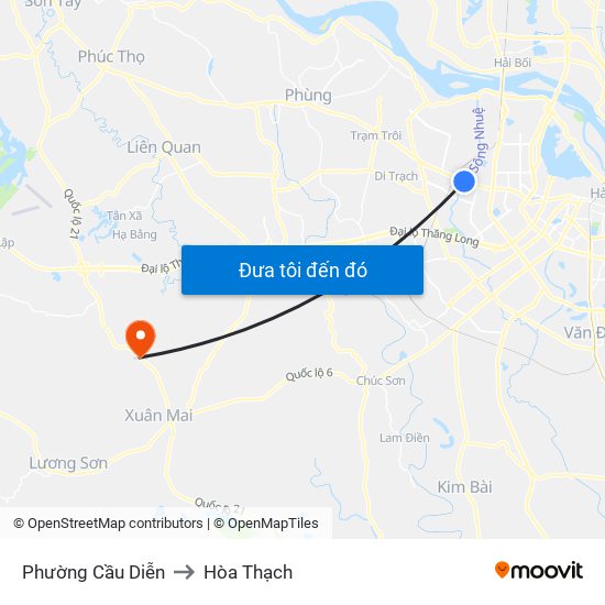 Phường Cầu Diễn to Hòa Thạch map