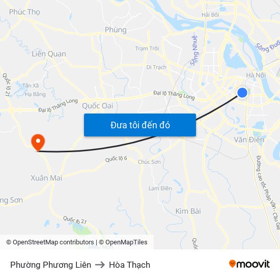 Phường Phương Liên to Hòa Thạch map