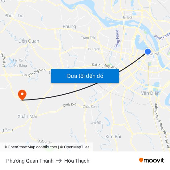 Phường Quán Thánh to Hòa Thạch map