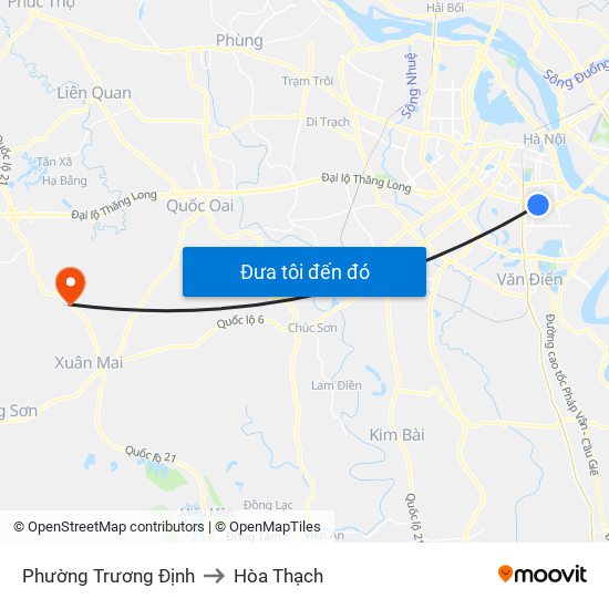 Phường Trương Định to Hòa Thạch map