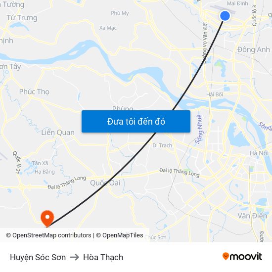 Huyện Sóc Sơn to Hòa Thạch map