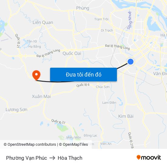 Phường Vạn Phúc to Hòa Thạch map