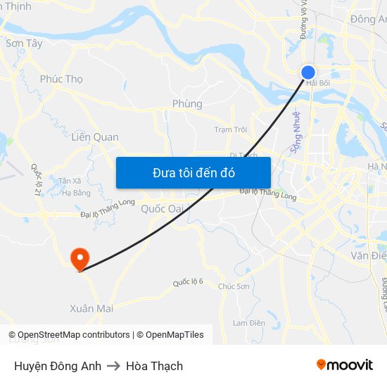 Huyện Đông Anh to Hòa Thạch map