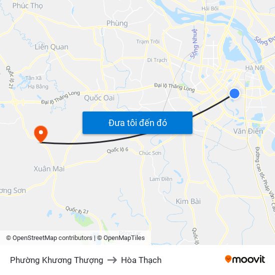 Phường Khương Thượng to Hòa Thạch map