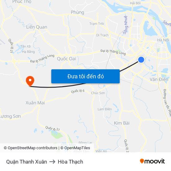 Quận Thanh Xuân to Hòa Thạch map