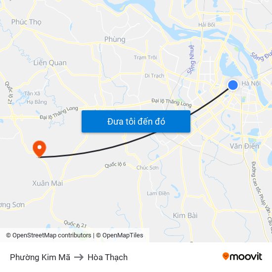 Phường Kim Mã to Hòa Thạch map