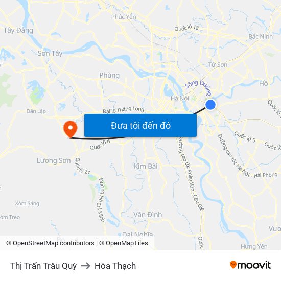 Thị Trấn Trâu Quỳ to Hòa Thạch map