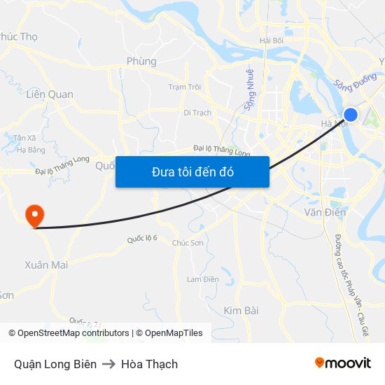 Quận Long Biên to Hòa Thạch map