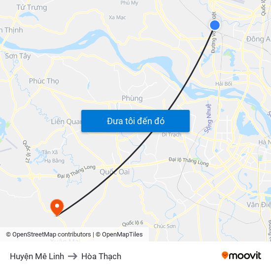 Huyện Mê Linh to Hòa Thạch map