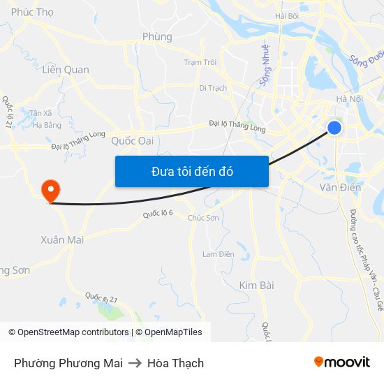 Phường Phương Mai to Hòa Thạch map