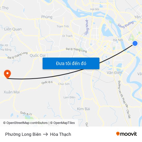 Phường Long Biên to Hòa Thạch map