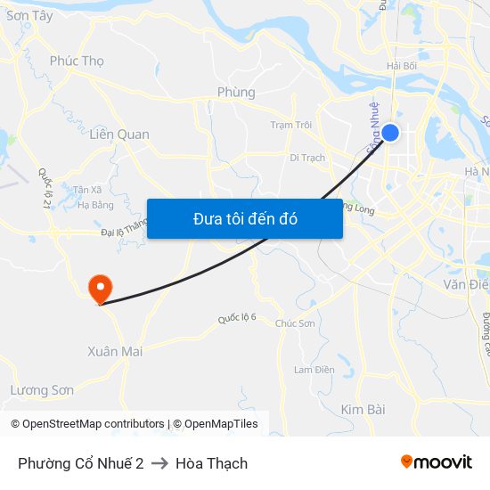 Phường Cổ Nhuế 2 to Hòa Thạch map