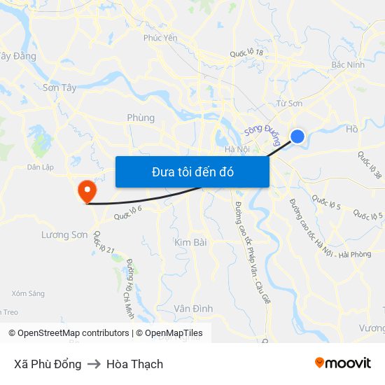 Xã Phù Đổng to Hòa Thạch map