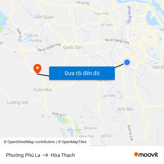 Phường Phú La to Hòa Thạch map