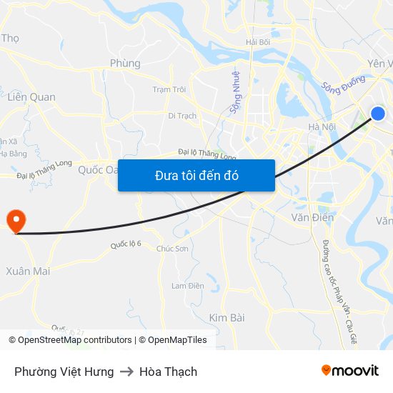 Phường Việt Hưng to Hòa Thạch map