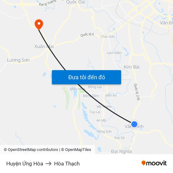 Huyện Ứng Hòa to Hòa Thạch map