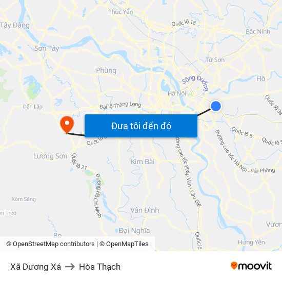 Xã Dương Xá to Hòa Thạch map