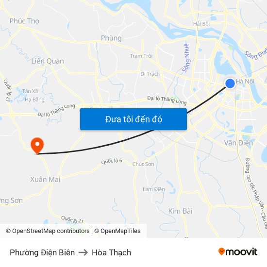 Phường Điện Biên to Hòa Thạch map