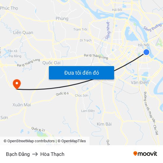 Bạch Đằng to Hòa Thạch map