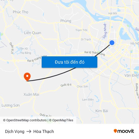 Dịch Vọng to Hòa Thạch map