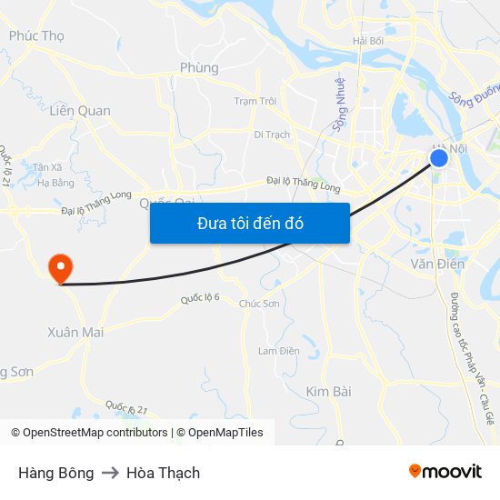 Hàng Bông to Hòa Thạch map