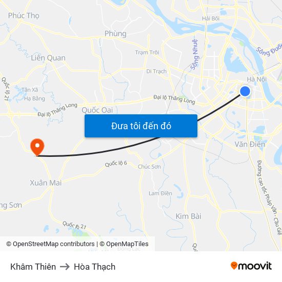 Khâm Thiên to Hòa Thạch map