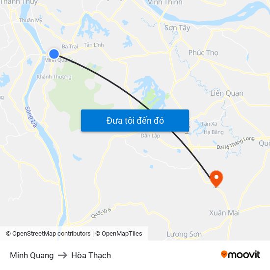 Minh Quang to Hòa Thạch map
