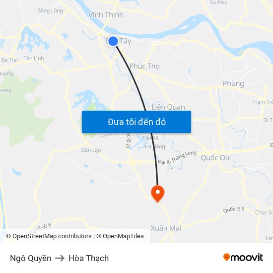 Ngô Quyền to Hòa Thạch map