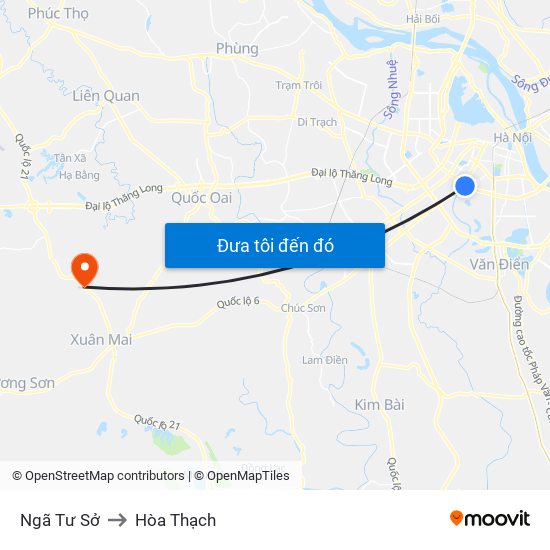 Ngã Tư Sở to Hòa Thạch map