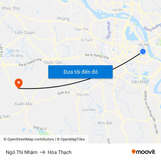 Ngô Thì Nhậm to Hòa Thạch map