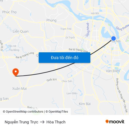Nguyễn Trung Trực to Hòa Thạch map