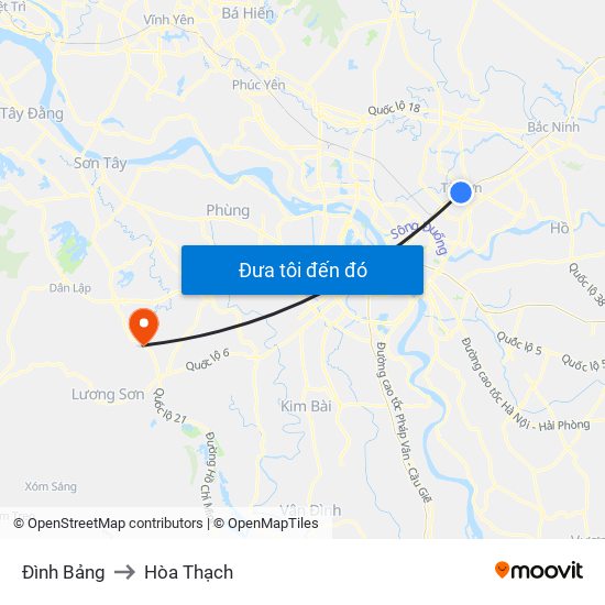 Đình Bảng to Hòa Thạch map