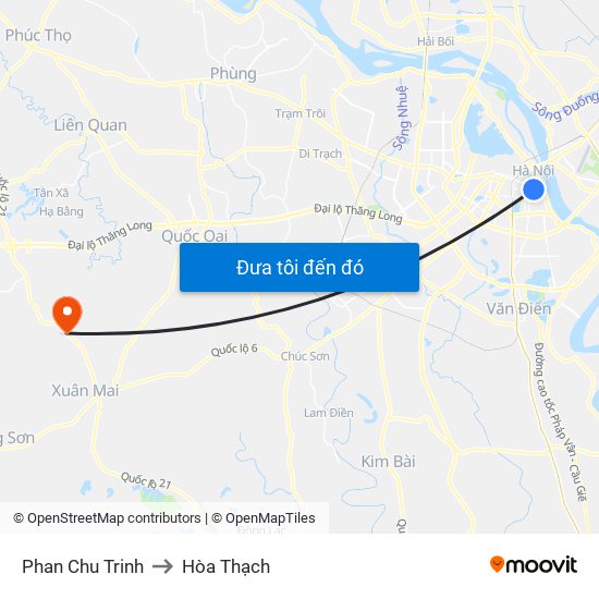 Phan Chu Trinh to Hòa Thạch map