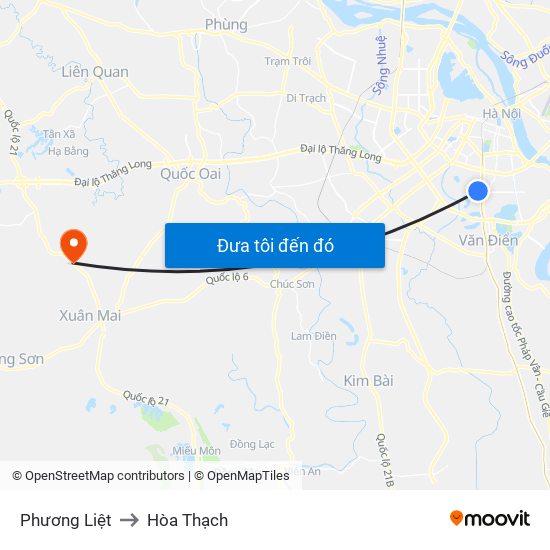 Phương Liệt to Hòa Thạch map