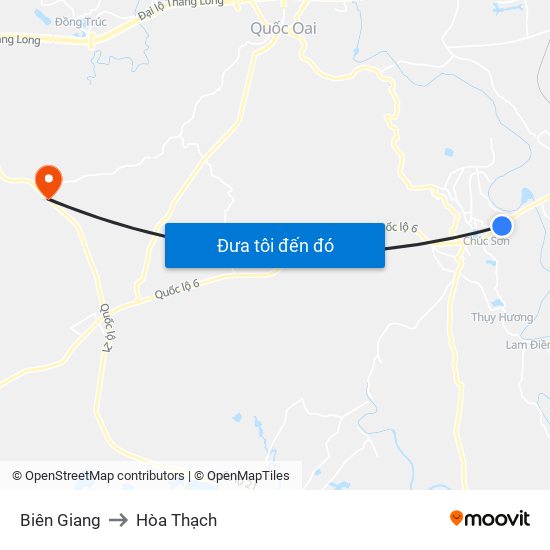 Biên Giang to Hòa Thạch map