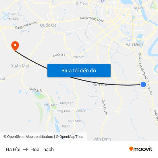 Hà Hồi to Hòa Thạch map