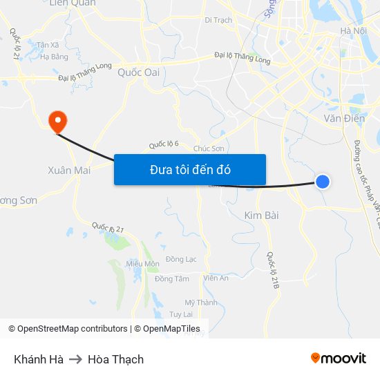 Khánh Hà to Hòa Thạch map