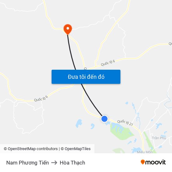 Nam Phương Tiến to Hòa Thạch map