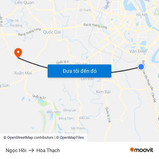 Ngọc Hồi to Hòa Thạch map