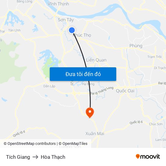 Tích Giang to Hòa Thạch map