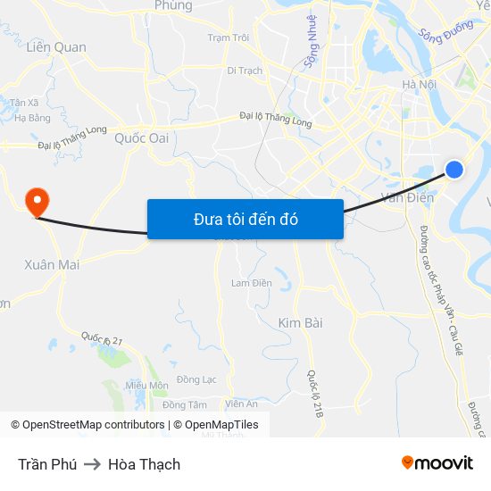 Trần Phú to Hòa Thạch map