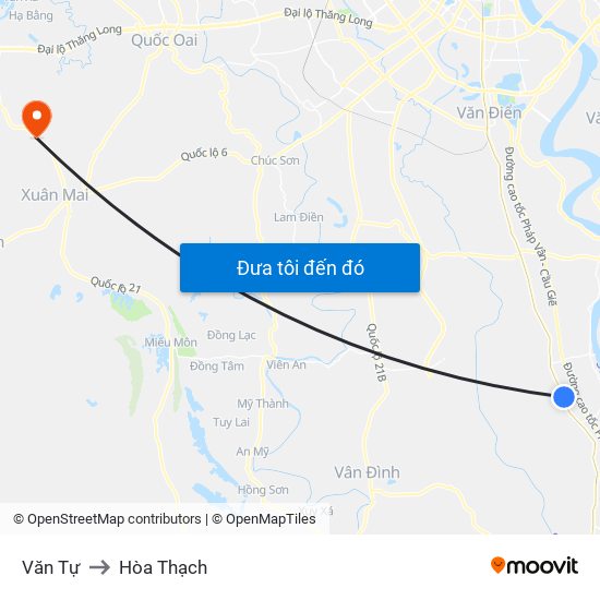 Văn Tự to Hòa Thạch map