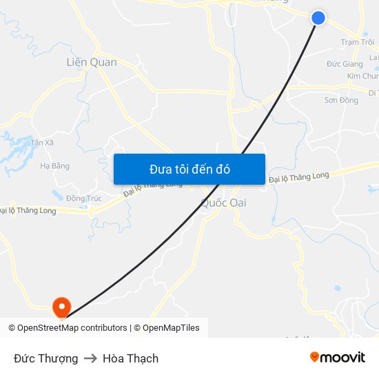 Đức Thượng to Hòa Thạch map