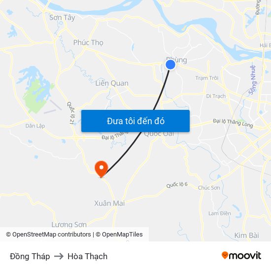 Đồng Tháp to Hòa Thạch map