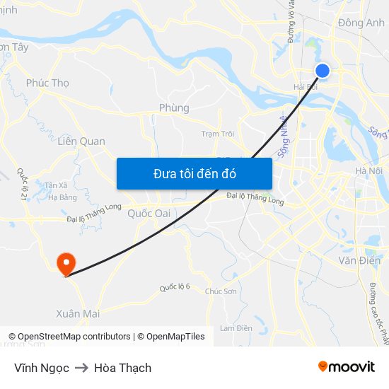 Vĩnh Ngọc to Hòa Thạch map