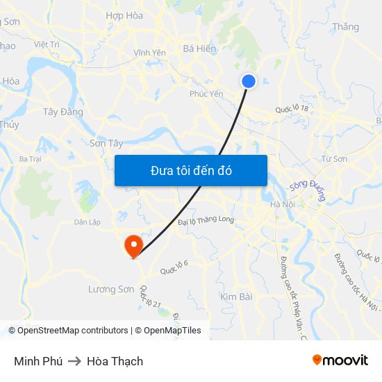 Minh Phú to Hòa Thạch map