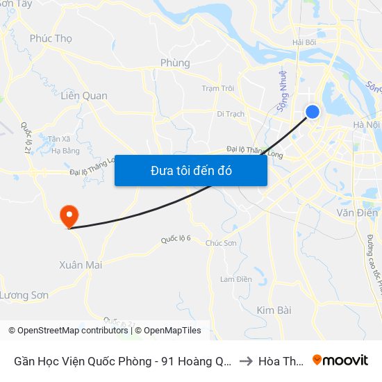 Gần Học Viện Quốc Phòng - 91 Hoàng Quốc Việt to Hòa Thạch map